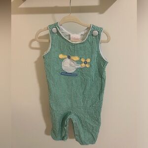Green Checkered Helicopter Romper